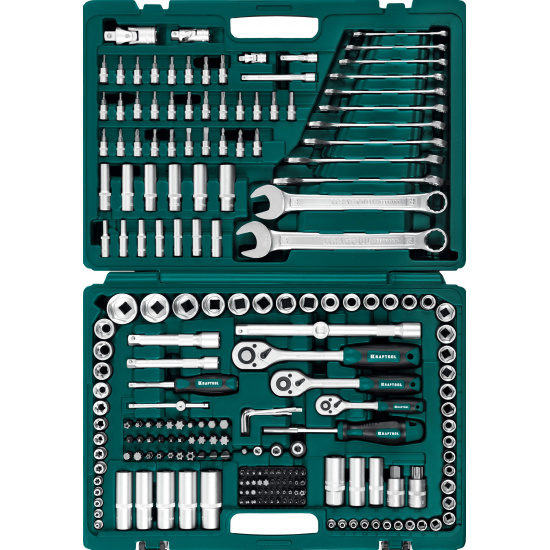 Большое фото товара - KRAFTOOL X Drive, 216 предм., (1/2″+3/8″+1/4″), универсальный набор инструмента (27888-H216), 000001223. Вариант №1